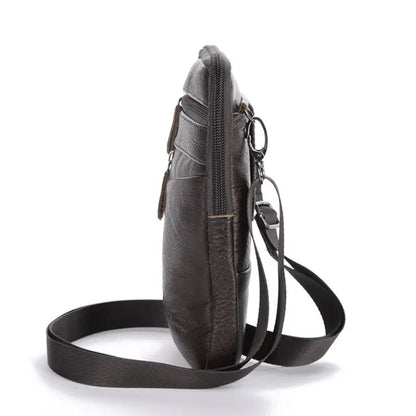 Men's Genuine Leather Fashion Phone Belt Bag Shoulder Crossbody Waist Pack