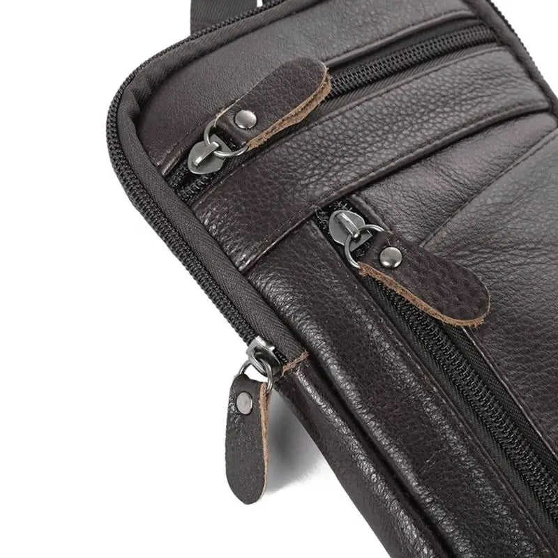 Men's Genuine Leather Fashion Phone Belt Bag Shoulder Crossbody Waist Pack